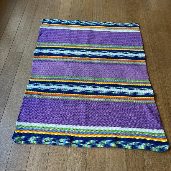 Vintage Throw Knitted Blanket SPECIAL 58" x 43" - Picture 4 of 5